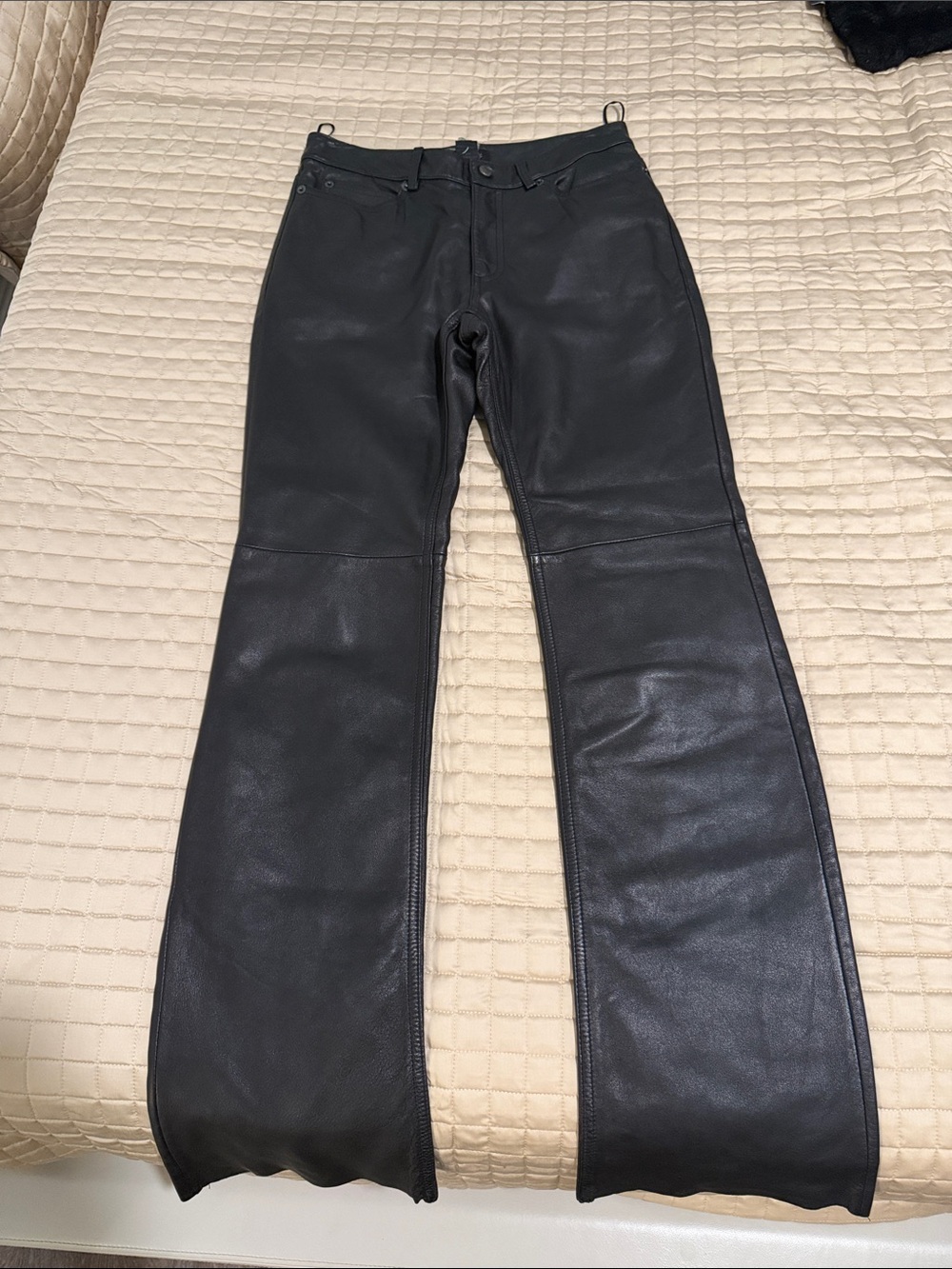 Guess AUTHENTIC Black Leather Boot Cut Pants